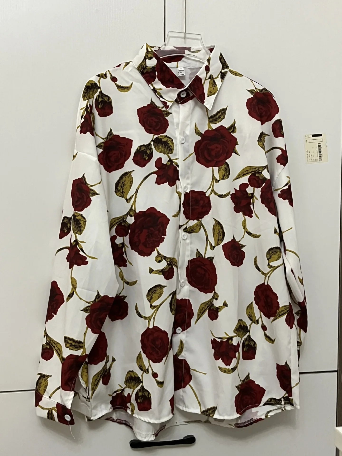 Vintage Leaf Print Blouse – Long Sleeve Button Down Casual Shirt for Women