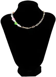 Oyalma Y2K Asymmetry Pearl Chain Necklace On The Neck Boho Stars/Flower Bead Short Choker Necklace For Women 2021 Fashion Jewelry - Colorful