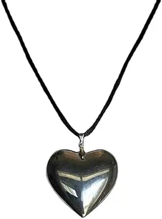 YWMAN Silver Heart Pendant Necklaces - Y2K Chunky Glass Puffy Heart Choker Necklace for Women Jewelry Gifts for Teen Girls (Silver)