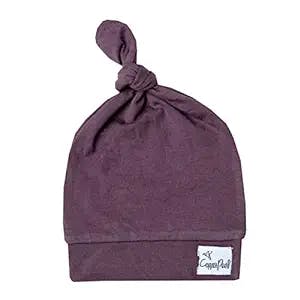 Copper Pearl Baby Beanie Hat Top Knot Stretchy Soft Plum