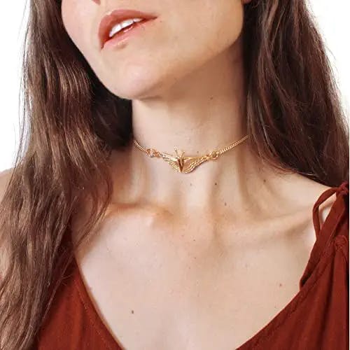 Butterfly Gifts for Women - 70s Necklace Gold - Butterfly Choker (11-13 inches, Gold Plated)