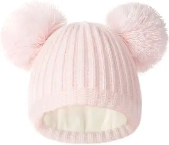 FURTALK Toddler Winter Hat Pom Beanie Fleece Lined Knit Hats for Baby Kids Boys Girls 1-3 Years