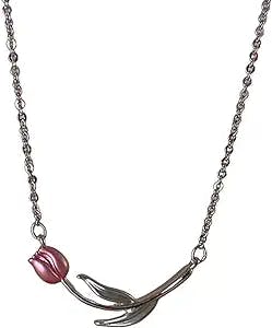 Vintage Elegant Tulip Flower Necklace Y2K Aesthetic Jewelry for Women Mom Girls Korean Fashion Wedding Chokers