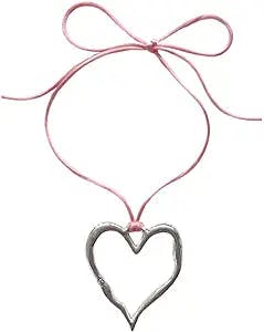 Dainty Y2K Irregular Heart Choker Necklace Hollow Heart Charm Statement Necklace Women Girl Choker Chain Adjustable Chain Necklace for Women