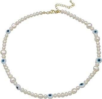 Protect Yourself with this Dainty Pearl Evil Eye Necklace