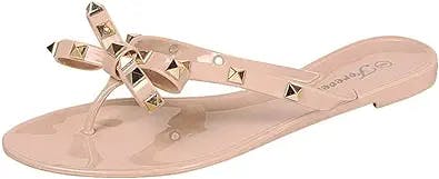 Step Into Summer with the Womens Sandals Studded Jelly Bow Flip Flops!