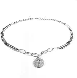 Hip Hop Elizabeth Ii D.G.Regina 1901 Coin Necklace for Women Stainless Steel Choker Necklace Punk Y2K Jewelry Gift