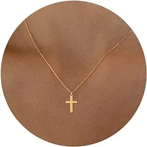 Tewiky 18k Gold/Silver Plated Simple Evil Eye Turquoise Cross Pendant Choker Necklace Simple Tiny Necklace for Women Girls