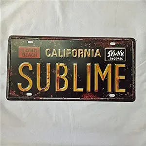 FemiaD 6 X 12 Novelty Funny Sign Sublime California Vintage Metal Tin Sign Wall Sign Plaque Poster for Home Bathroom and Cafe Bar Pub, Wall Decor Car Vehicle License Plate Souvenir
