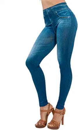 Perfectly Slimming Pull On Skinny Jeans Womens Denim Look Stretchy Ankle Jeggings Butt Lifting Pants with Pocket