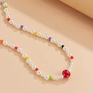 Oyalma Boho Pearl Beads Short Choker Necklace For Women Fashion Y2K Mushrooms Necklaces 2021 Jewelry For Neck Trendy Collar-19291