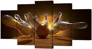 The Ultimate Bowling Room Decor: VVOVV Wall Decor 5 Piece Sports Wall Art R