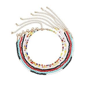 Denifery Rainbow Choker Necklace Rainbow Seed Bead Necklace Cute Necklace Beaded Necklace Beach Necklace for Women for Teen Girls (Style 3)