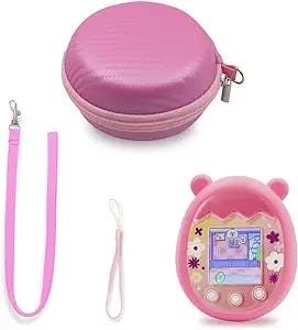 Sun3drucker Portable Hard Case and Silicone Cover Set for Tamagotchi Pix Interactive Virtual Pet Game Machine, Protective Storage Case with Silicone Protector Compatible with Tamagotchi Pix