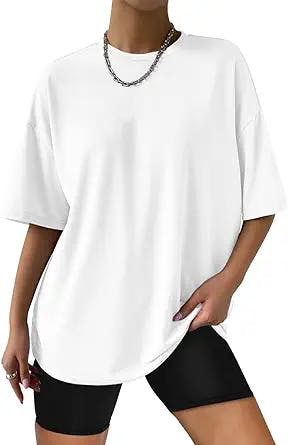 Trendy Queen Womens Oversized T Shirts Loose Fit Cotton Crewneck Short Sleeve Tops Summer Casual Blouse 2023 Y2K Basic Tee