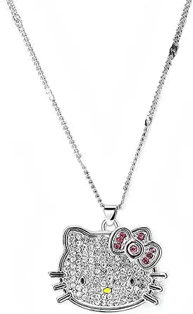 Rhinestone KT Cat Pendant Necklace: The Perfect Addition to Your Y2K Look!