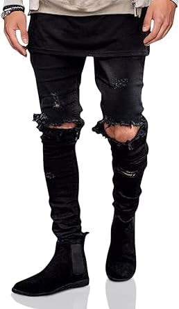 Reviving the Y2K Grunge Aesthetic with HUNGSON Men's Stretchy Ripped Skinny