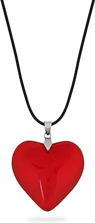 OJERRY Y2K Aesthetic Simple Chunky Glass Puffy Heart Choker Necklace for Women