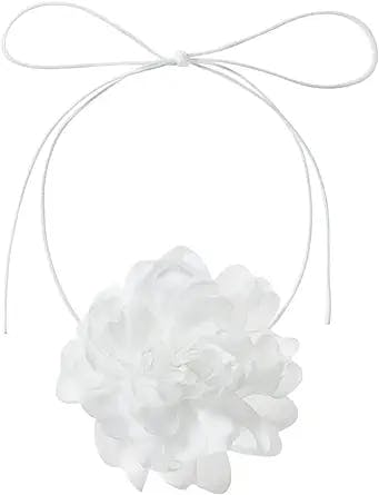 Qiuseadu Flower Rose Choker Necklace Black Big Rosette Velvet Silk Gothic Adjustable Chain Y2K Jewelry Accessories