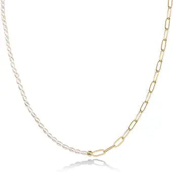 PAVOI 14K Gold Plated Freshwater Pearl Necklace for Women