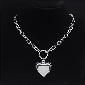 Trendy Heart Shape Pendant Necklace Women Silver Color: A Y2K Jewelry Must-