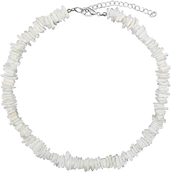ZYIJUNY Women White Conch Clam Chips puka Shell Necklace Collar Choker with Extended Chain for Girls Men’s Women Boys Native Rose Hawaiian Beach Ajustable Necklace