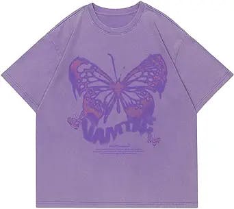 Aelfric Eden Oversized Butterfly Graphic Printed Tshirts Vintage Streetwear Trend Avant-Garde T Shirts Y2k Summer Tee