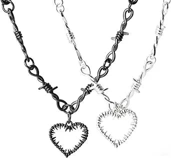 A Vintage Dark Heart Necklace Perfect for any 90s Punk Look!