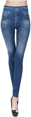 Slim Fit High Waisted Skinny Jeans Women Jeggings Jeans Denim Look Leggings Stretchy Cotton Pull On Tights