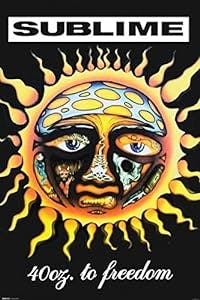 Pyramid America Sublime 40 Oz to Freedom Music Band Poster Debut Album Sunny Mushroom Face Trippy Cool Wall Decor Art Print Poster 24x36