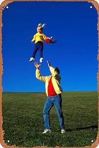 ASIOADWNA Metal Sign - 1990S Father Tossing Daughter Up In The Air: A Fun a