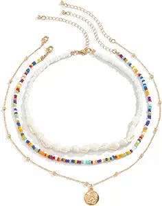 Oyalma Y2K Colorful Beads Conch Shell Short Choker Necklace For Women Boho Pendants Necklace Set 2021 Fashion Jewelry Collar-14811 colorful