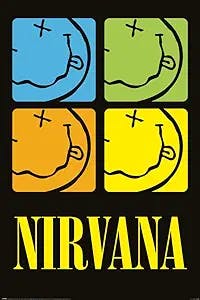 Nirvana - Music Poster (4 Colored Smileys - Logos) (Size: 24" x 36")