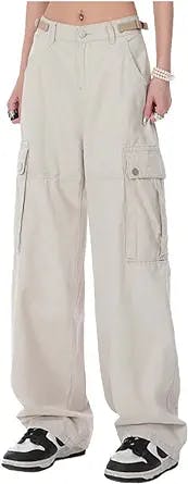 Aelfric Eden Women's Vintage Harajuku Multi Pocket Solid Color Casual Cargo Sweatpants