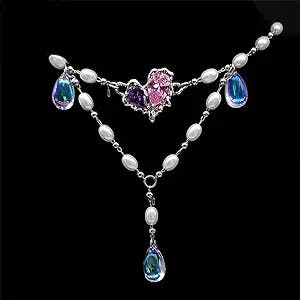 Pink Purple Shinny Heart Victorian Necklace for Women Stainless Steel Imitation Pearl Choker Layer Necklaces Y2K Jewelry