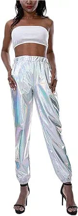 Bring Back the 2000s with These Shiny Metallic High Waist Pants: A Y2K Look