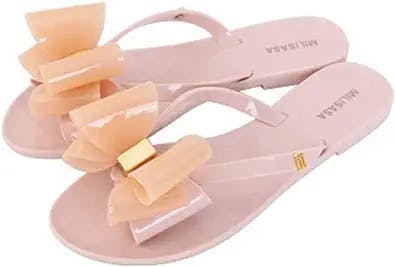 Flip Your Style with MIOKE's Bow Studded Jelly Flipflops!