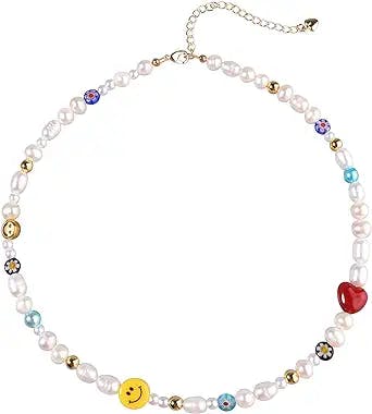 Get Ready to Smile with the Y2K Natural Freshwater Pearl Beaded Necklace Ch
