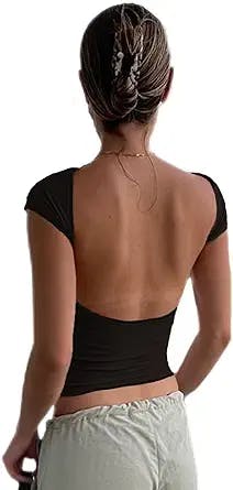 Backless has never been hotter: A review of Women's Backless T-Shirts Y2K C