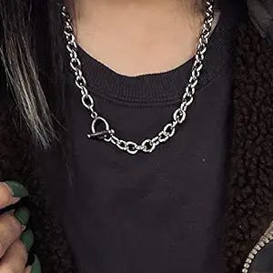 YERTTER Dainty Unique Punk Layering Chain Choker Necklace Boho Jewelry Set Layered Pendant Statement Chunky Chain Necklace for Women Man