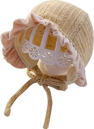 Baby Girl Lace Bonnet Ruffle Lace Christening Bonnet Cap Toddlers Beanie Breathable Sun Protection Hat Newborn Hats P