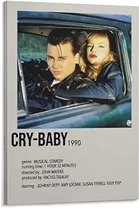 Posters for Room Aesthetic 90s Cry Baby Movie Poster Canvas Painting Posters and Prints Wall Art Pictures for Living Room Bedroom Decor 24x36inch(60x90cm) Frame-Style