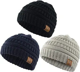 Durio Soft Warm Knitted Baby Hats Caps Cute Cozy Chunky Winter Infant Toddler Baby Beanies for Boys Girls