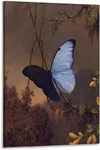 Classical Blue Butterfly by Martin Johnson Hyde, Brazil's Jewel Butterfly Landscape Painting Posters Cuadros Para DormitoriosPosters for Room Aesthetic 90s Famous Oil Paintings Reproduction Modern Pri