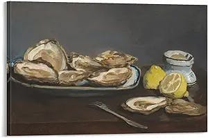 Oysters by EDOUARD MANET Impressionism VintagePosters for Room Aesthetic 90s Famous Oil Paintings Reproduction Modern Print Artwork Canvas Wall Art for Home Office Decorations 16x24inch(40x60cm)