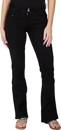 WallFlower Women's Flirty Curvy Flare High Rise Insta Stretch Juniors Jeans (Standard and Plus)