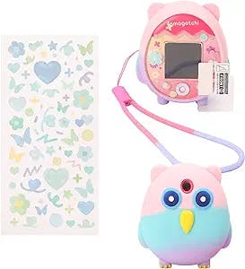 Silicone Cover Case for Tamagotchi Pix Virtual Pet Game Machine, Soft Skin Cover Sleeve for Tomagacci Giga Pet Mini Toy with Screen Film Protector and Stickers (Multicolored)