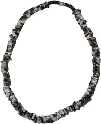 MM Real Chips Puka Shell Necklace 18" Jamaican Colors Black White