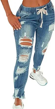 Y2K Look Review: KUNMI Women High Waist Skinny Ripped Jeans - The Perfect E