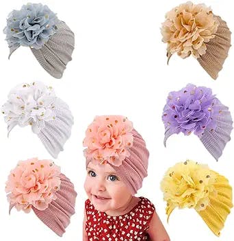 MOONHING Baby Girl Toddlers Breathable Cotton Hat Newborn Knotted Hat Cute Donut Soft Turban Bow Knot Cap